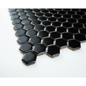 1X1 BLACK HEXAGON MATTE PORCELAIN MOSAIC - porcelain tile